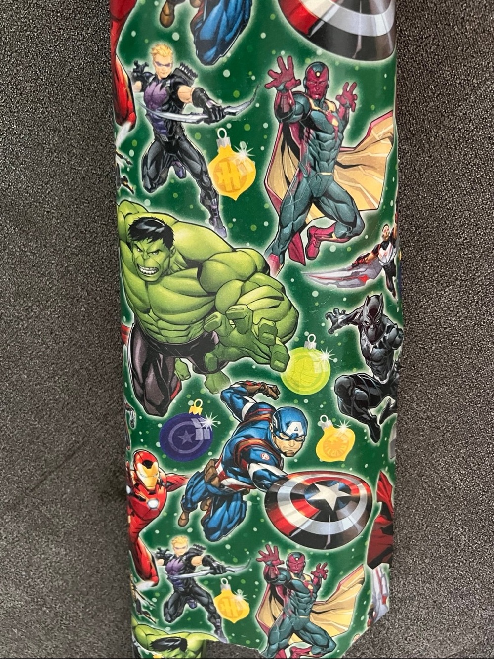 Marvel Avengers Christmas Wrapping Paper Hallmark 21” length 1/8 left on roll